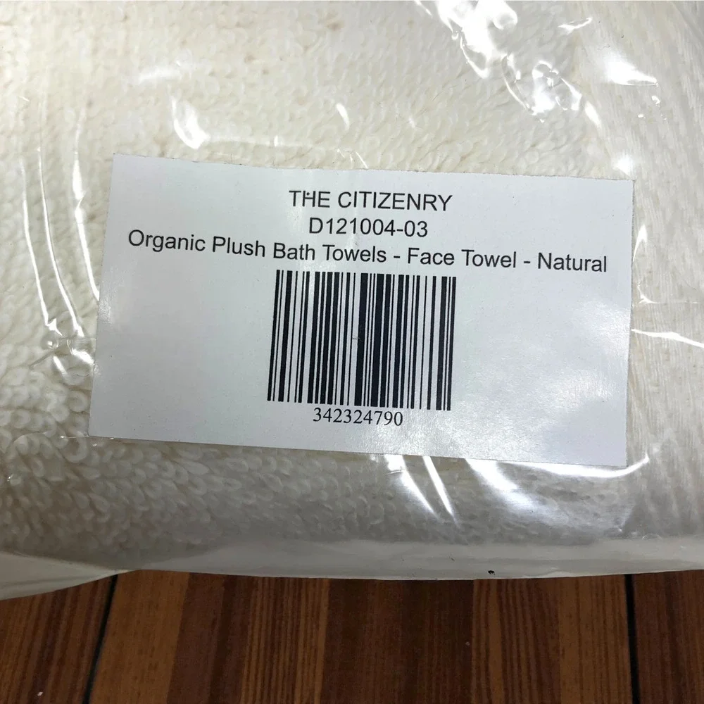 NEW Lot 2 The Citizenry Plush Face Towel Washcloth Organic Cotton Natural White